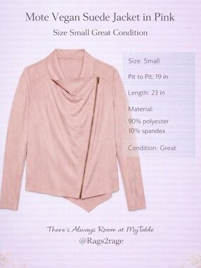 Mote Pink Vegan Suede Moto Jacket Small Asymmetrical Zip